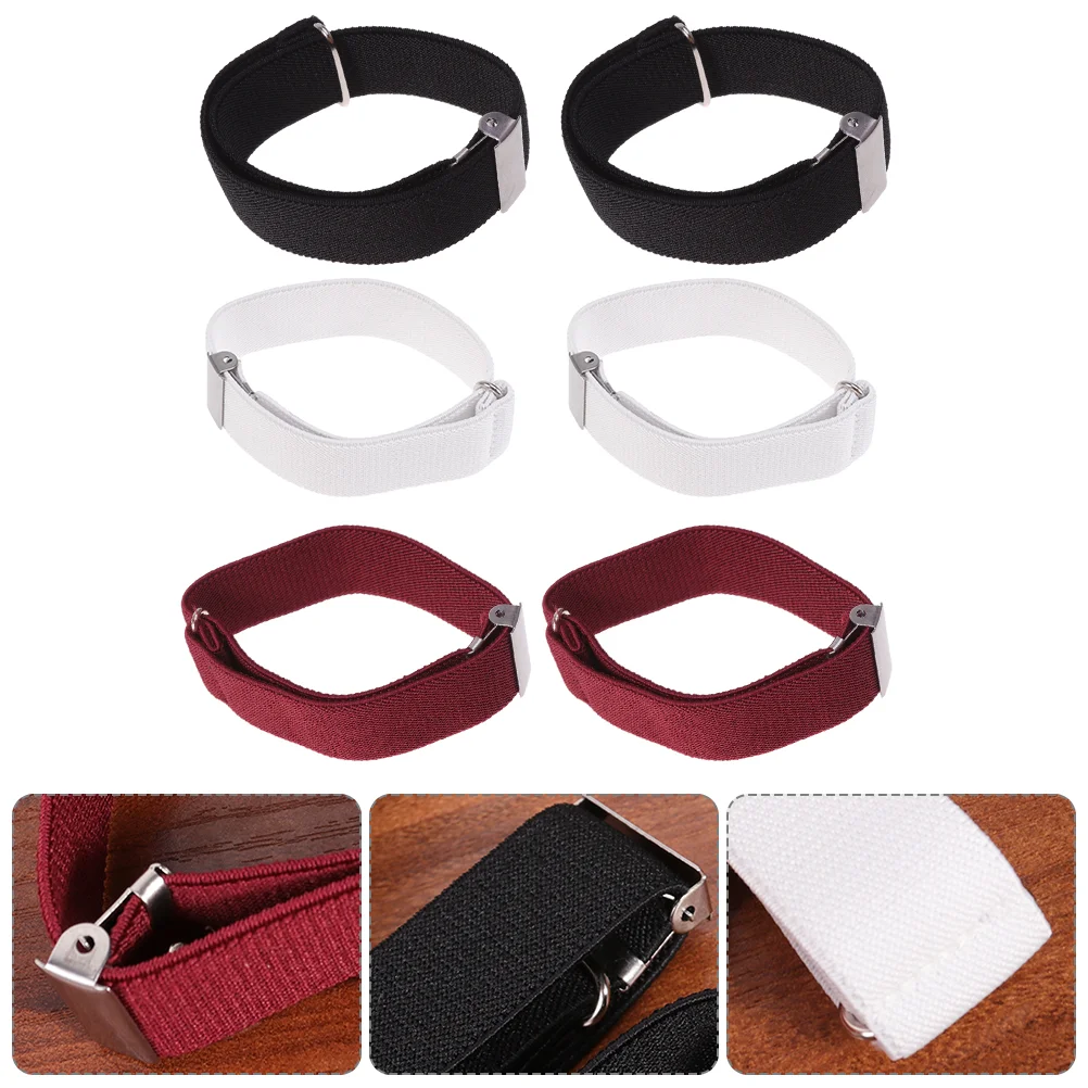 3 pares de brazaletes antideslizantes para camisa, ligas, soportes para mangas para mujeres, unisex