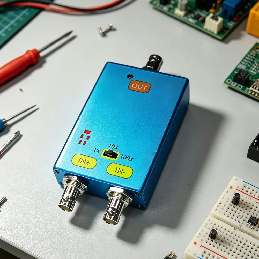 For Oscilloscope Accessory for T100 Differential Probe 10MHz 1x/10x/100x Gain For USB-C Charging Aluminum Shell
