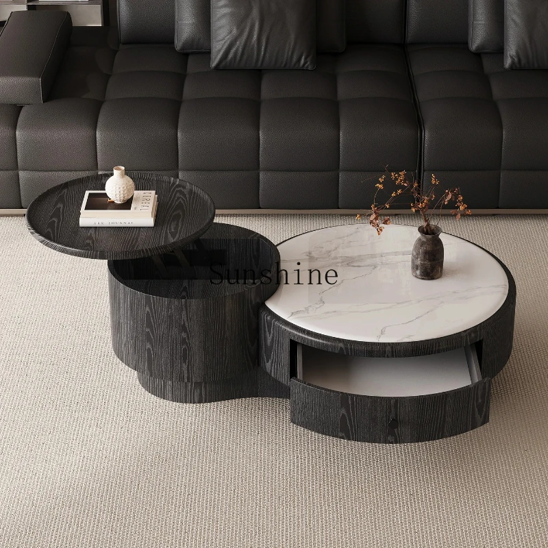 

Italian minimalist light luxury high sense modern simple household marble round coffee table