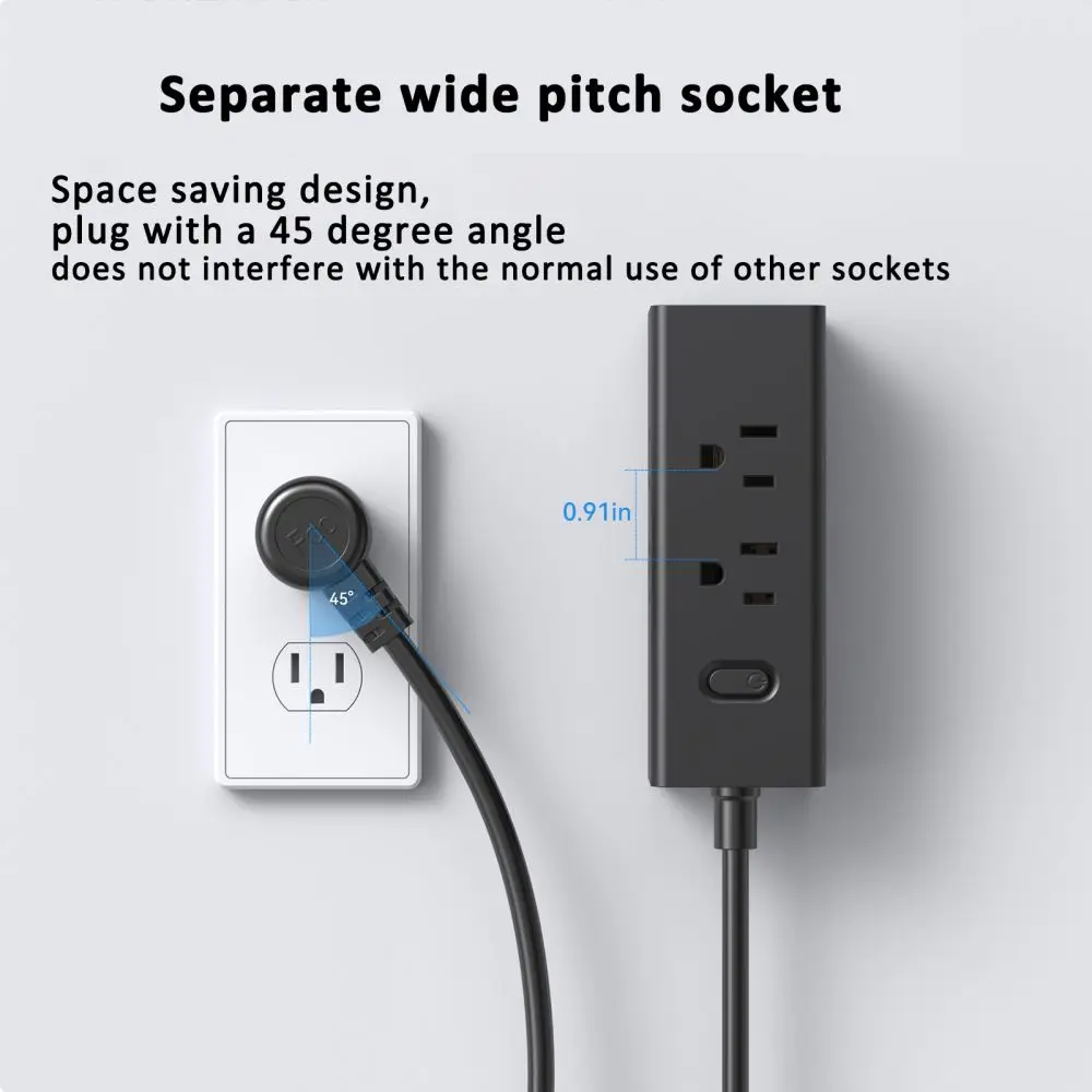 US-Stecker Steckdosen leiste 6 Wechselstrom steckdosen Multitap-Verlängerung kabel mit USB-C-Anschlüssen Schnelllade-Netzwerk filter adapter