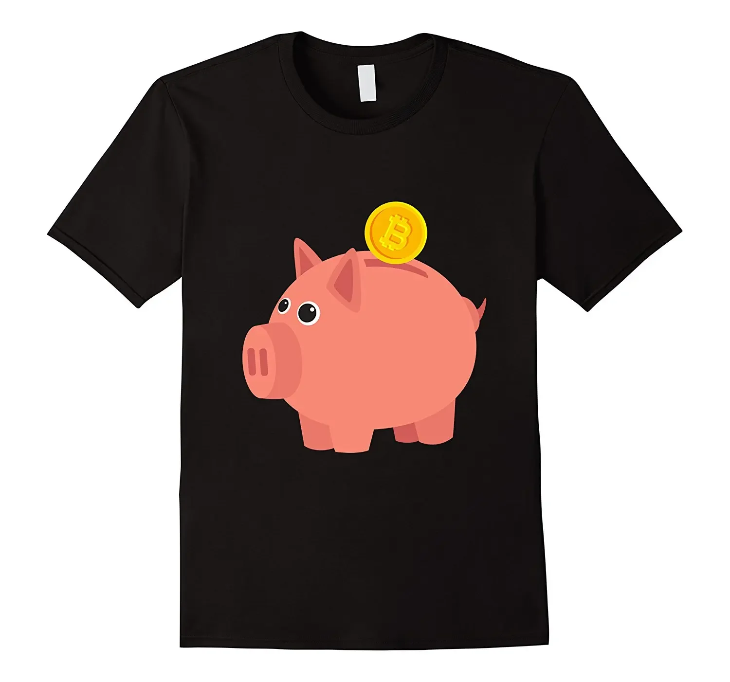 Funny Cryptocurrency BTC Bitcoin Piggy Bank T-Shirt 100% Cotton O-Neck Summer Short Sleeve Casual Mens T-shirt Size S-3XL