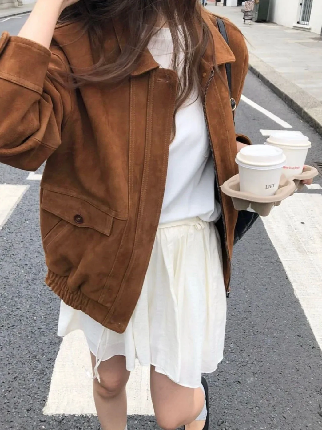 

2026 Autumn New Style Dongdaemun over Tke Korean Version Meral Style Suede Leather Jacket Women's Outerwear Commute Style