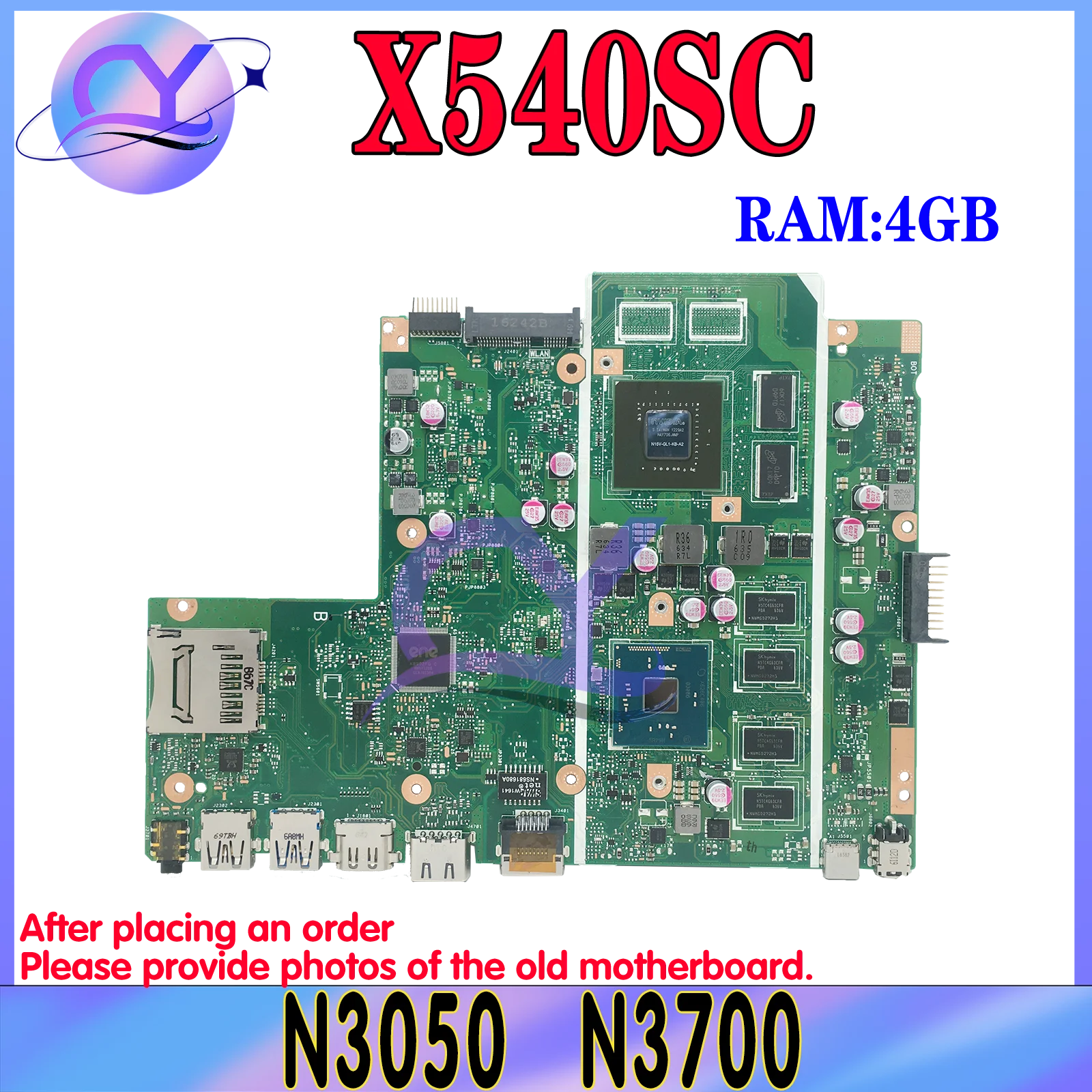 Notebook Mainboard For ASUS X540SC X540S A540SC D540SC R540SC F540SC Laptop Motherboard CPU N3050 N3700 4GB-RAM GT810M/GT820M