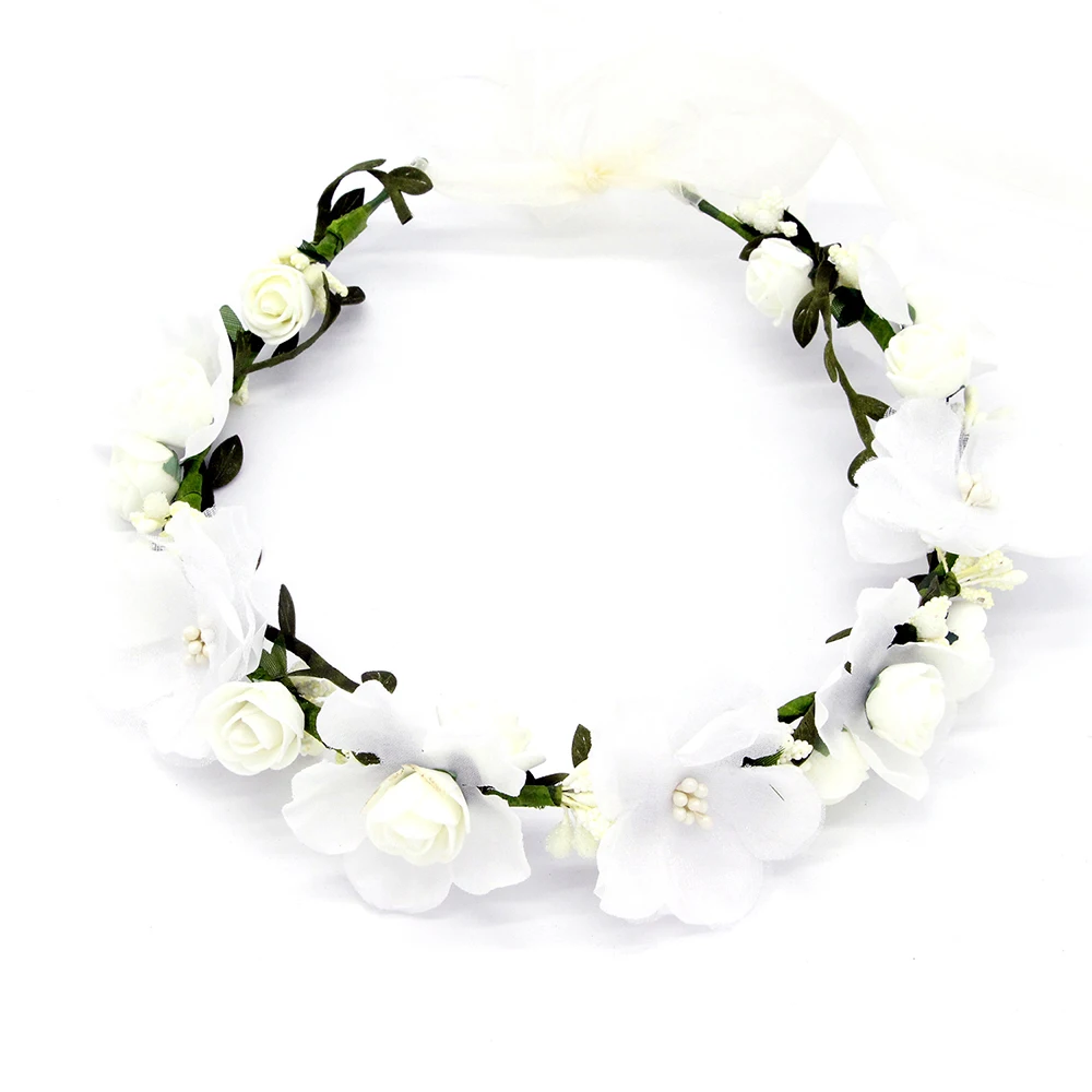 Wreath Women Flowers Tiara Flower Princess Crown Girl Bohemian Hair Accessories Woman Garland Guest Wedding Headdress Headband