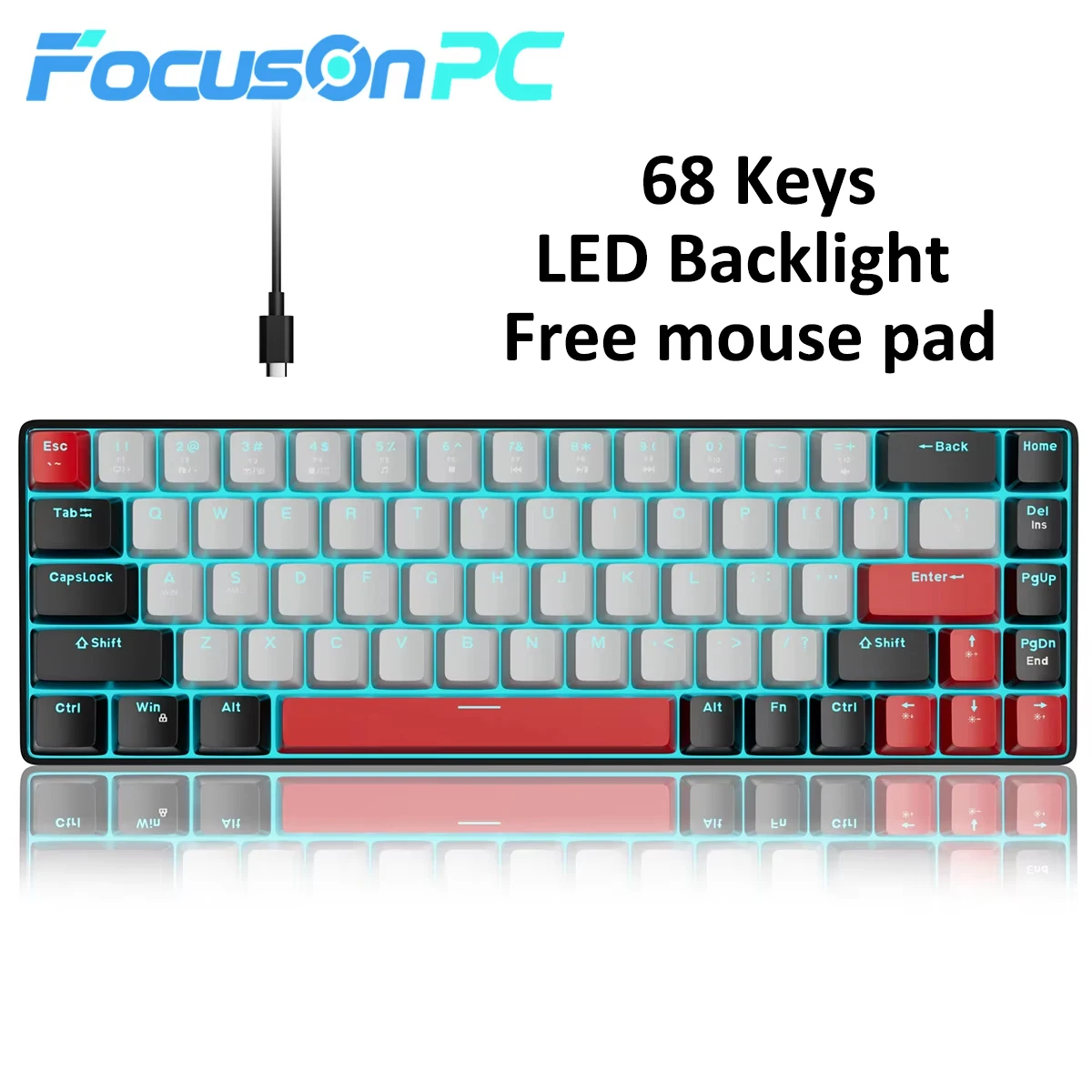 Keyboard Gaming Mac - Teclado Mecânico Portátil FocusOnPC MK-BOX 60%,