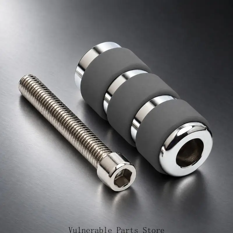 6061 Aluminum Motorcycle Shifter Foot Peg with Silicone Contact Grips, Cylindrical Profile, and Socket-Head Bolt