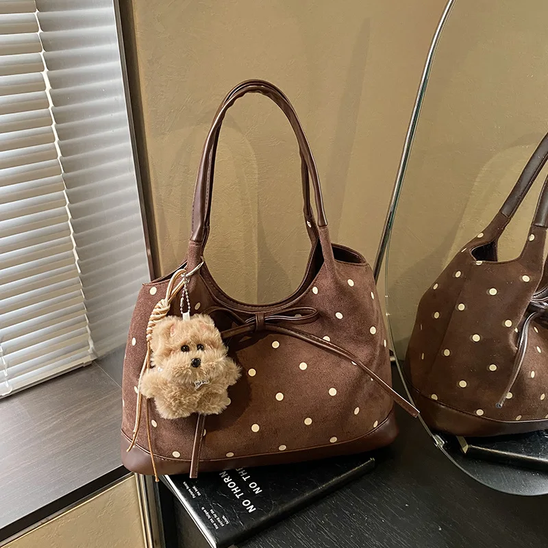 

2025 New Polka Dot Tote Bag for Women, Vintage Underarm Shoulder Purse with Adjustable Top Handle, Extremely Spacious & Chic​