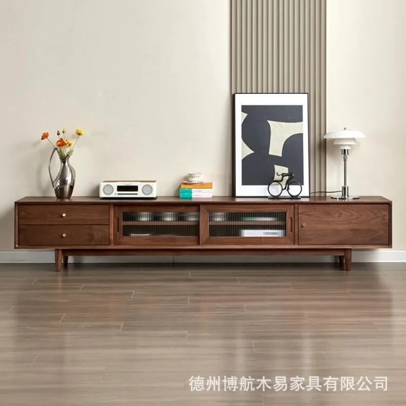 North American black walnut video cabinet simple light luxury locker cherry wood living room floor cabinet all solid wood TV