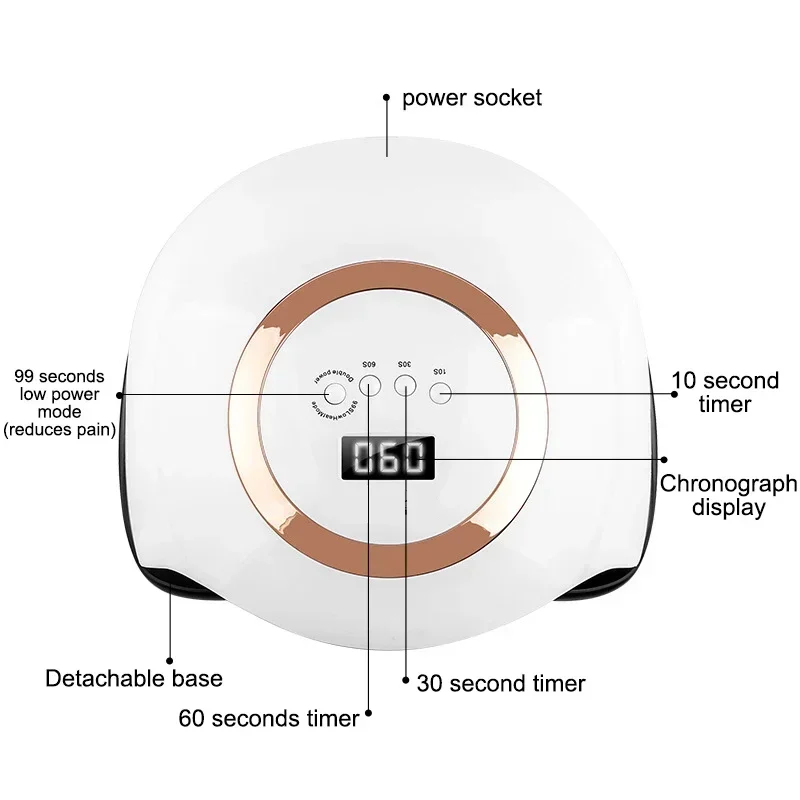 Máquina UV Nail Art Light Therapy, LED polonês cola lâmpada de cozimento, 168W, V1