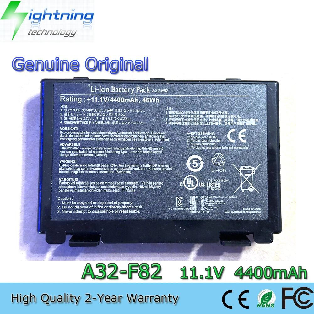 New Genuine Original A32-F82 11.1V 4400mAh Laptop Battery for Asus K50I K50ID K50IJ K50IN K40 K50 A32-F52 L0690L6 F83S Series