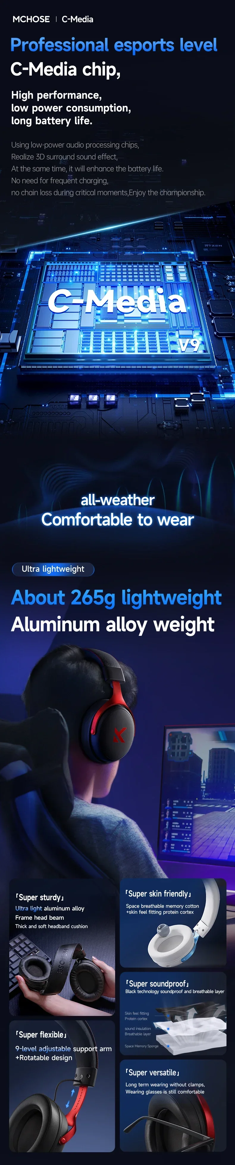 White and blue gaming headset option