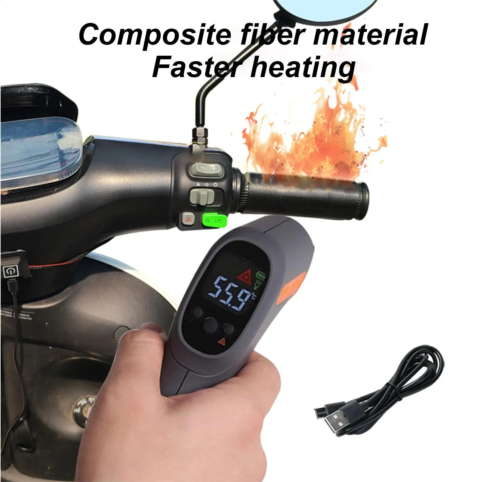 Heated Grips Waterproof USB Powered Cycling Hand Heater Heated Handlebar Cover For Motorcycle For Winter Cold Weather Scooter