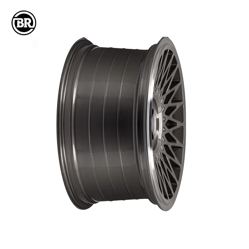 Custom Charcoal Gray Matte Polished Finish 18-26 Inch Racing Car Wheels Deep Dish Forged 5*130 Rims With Polished Lip