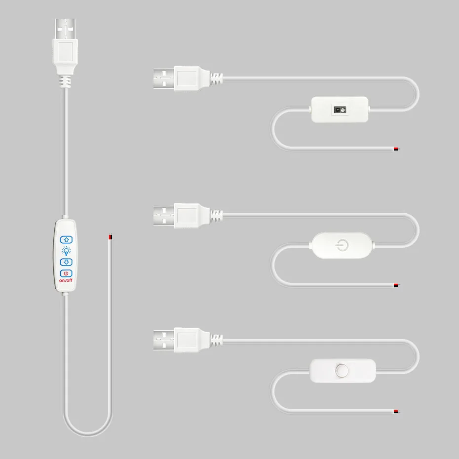 1/3/5Pcs DC5V USB Extension Cable 2 Pin Power Supply Wire ON/OFF Switch Touch Hand Sensor Dimmer for LED Strip Lamp DIY