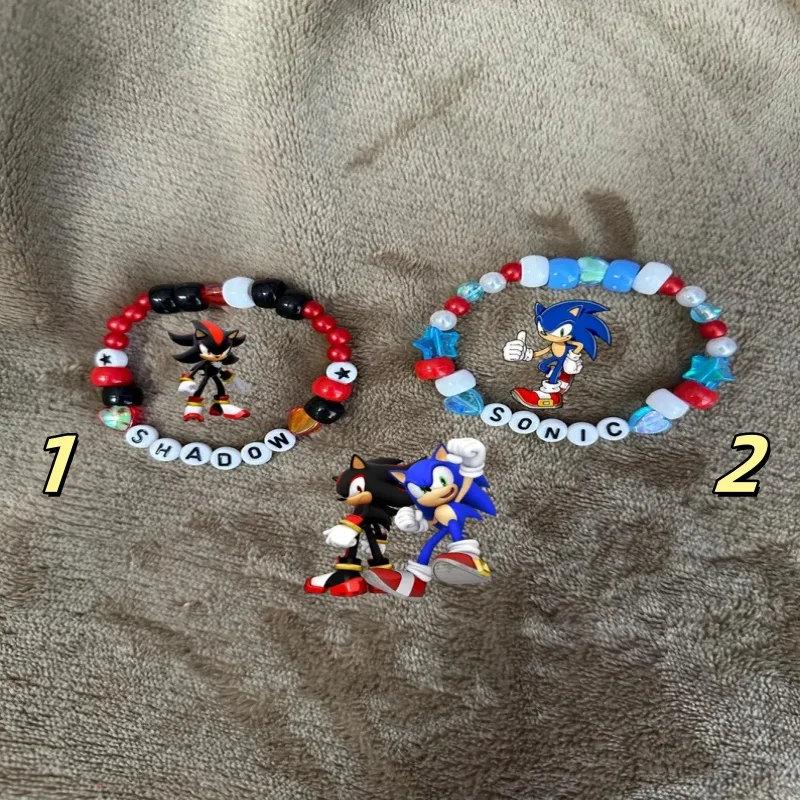 Y2K Style S-onic the Hedgehog Beaded Bracelet - Embodying Kandy Knuckle, Shadow Tail & Amy Elements for Gamers