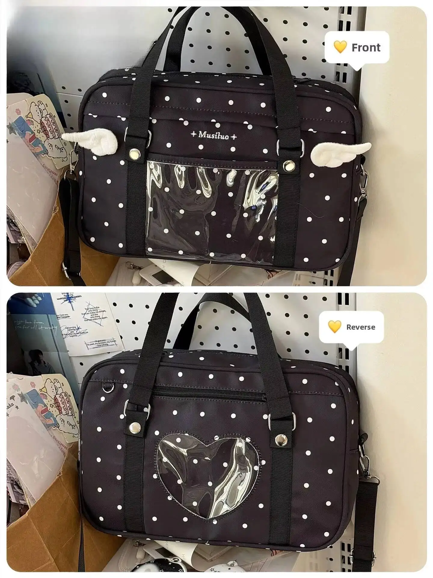 Y2K Comic Ausstellung Polka Dot Ita Schultertasche Messenger Bag Süße Mädchen Transparente Tasche DIY Anime Comic Display Umhängetasche – Detail 19