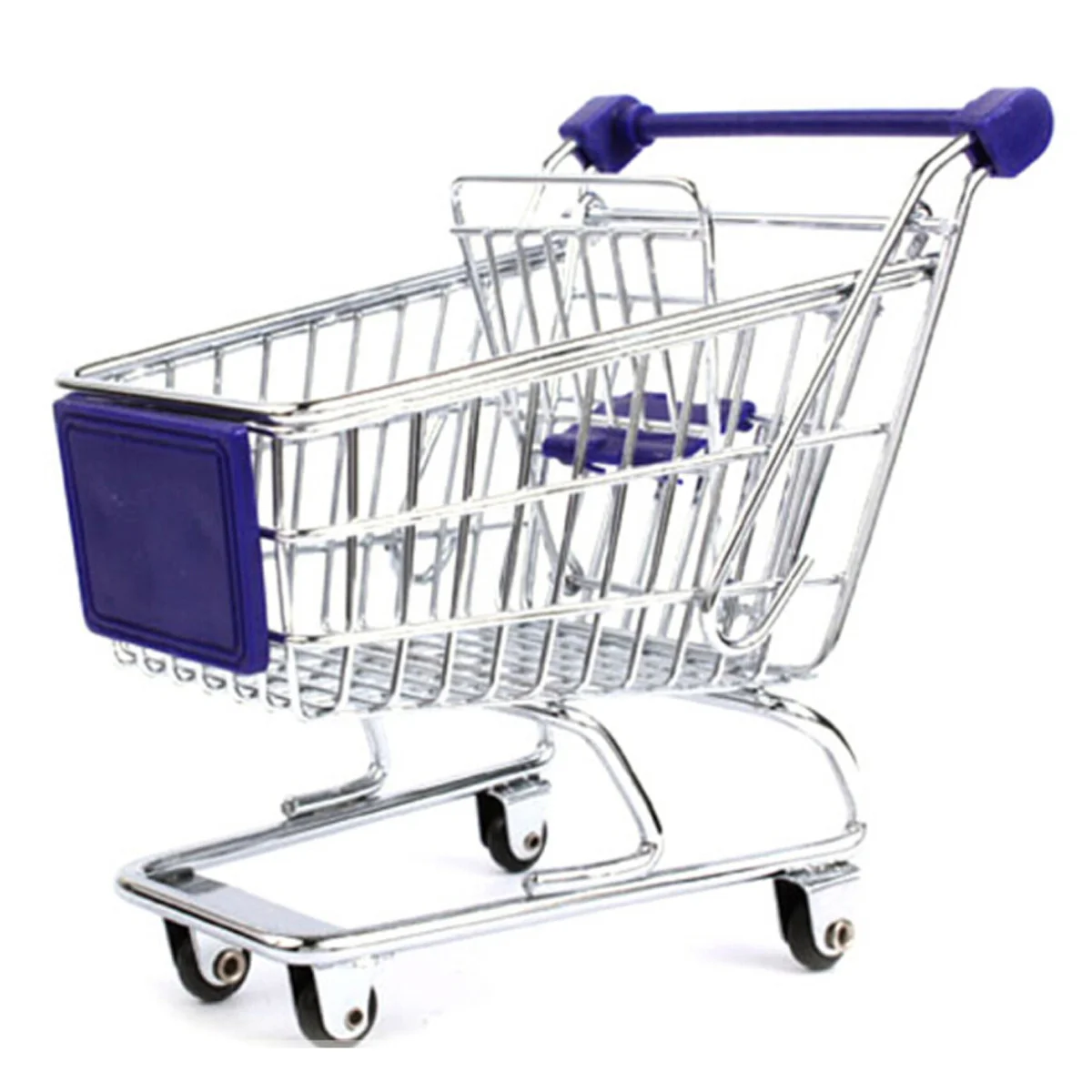 Mini cestino portaoggetti per carrello della spesa 11 * 7,5 * 11,5 cm Organizzatore in plastica metallica a colori casuali per tavolo decorativo da scrivania