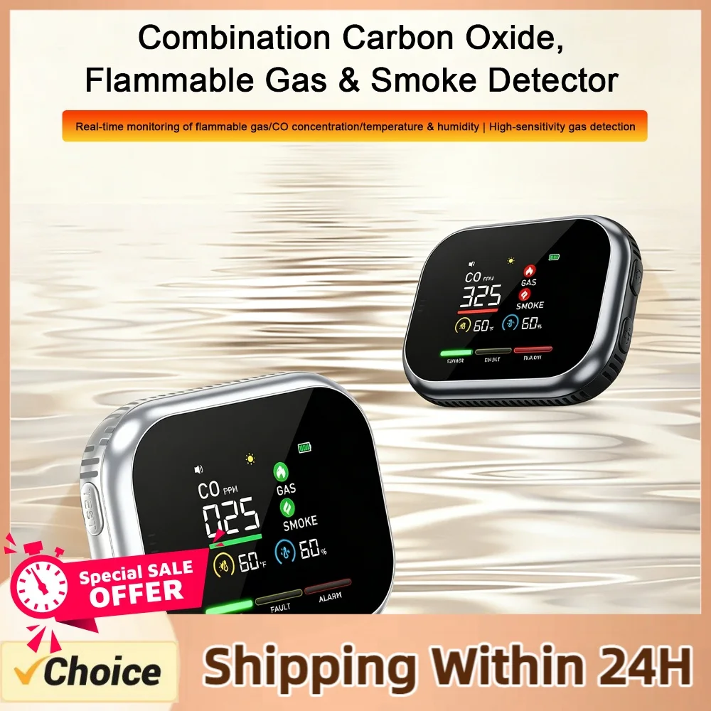 6-in-1 Portable Air Quality Monitor with HD Display Temperature & Humidity Air Quality Monitors Indoor Carbon Monoxide Detectors