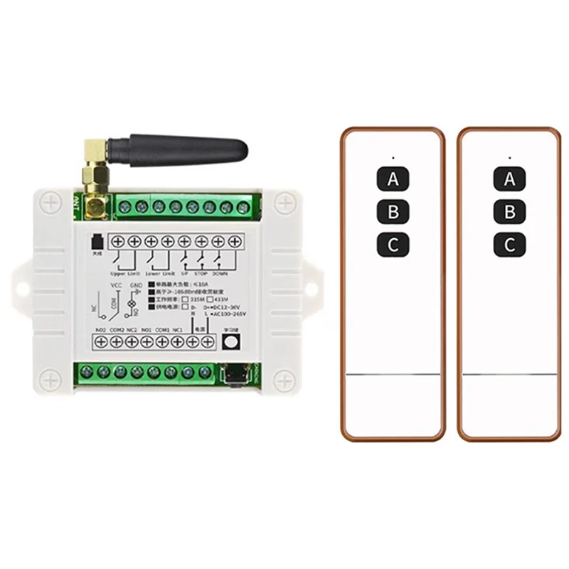 DC12V 24V 2CH Motor Remote Control Switch Motor Forwards Reverse Up Down Stop Door Window Curtain Wireless TX RX Limited Switch