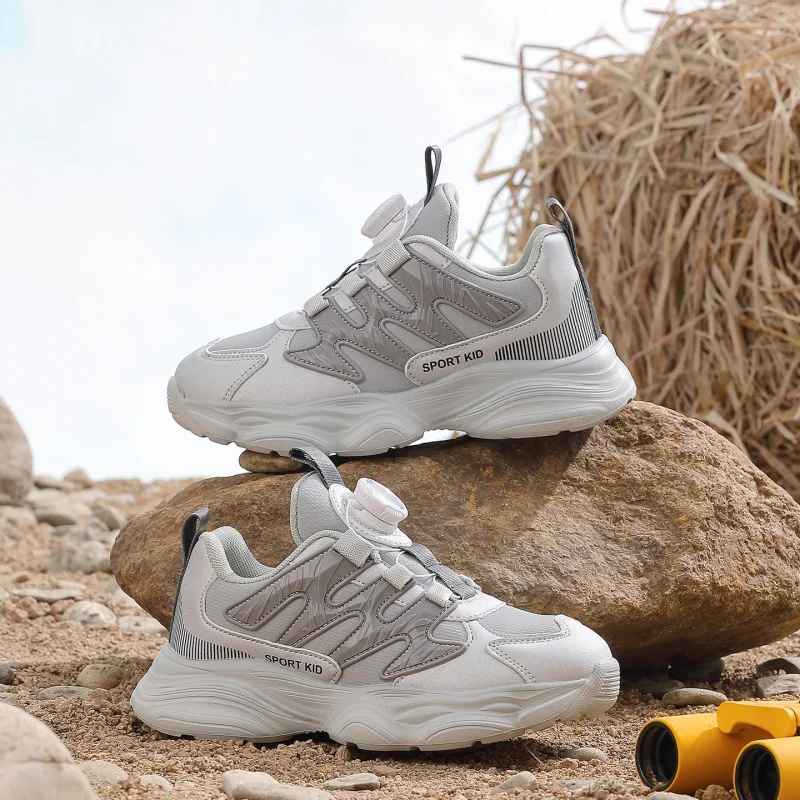 

Пара детских кожаных спортивных туфель для всех сезонов, повседневная обувь для активного отдыха с вращающейся пряжкой, размер 29-39, DW-JYSM-2511