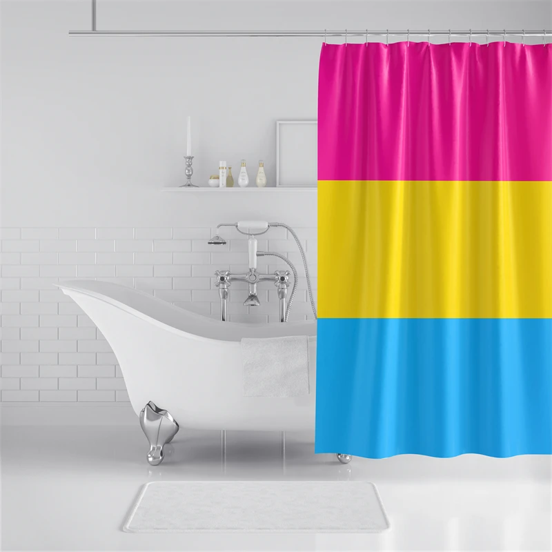 Aertemisi Pansexual Pride Flag Rainbow LGBT Shower Curtain Set with Grommets and Hooks for Bathroom Decor