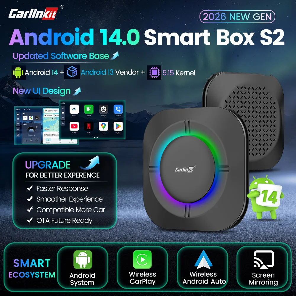 CarlinKit Android 14 TV Box for OEM Car SM6115 Wireless CarPlay Android Auto Screen Mirroring Video Streaming Box 4G LTE WiFi