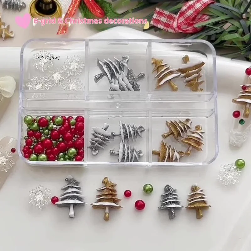 クリスマスカラフルな樹脂ネイルデコレーションアクセサリー DIY ネイルグラマー クリスマスツリー 雪の結晶デザイン 立体 サロン用
