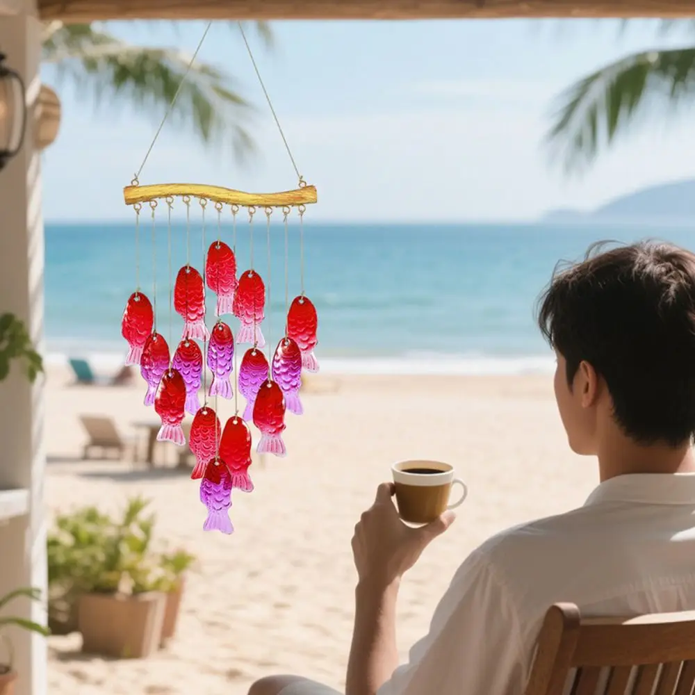 

Home Decor Creative Fish Shaped Wind Chime Crafts Shell Sun Catcher Iron Art Exquisite Light Collection Pendant Courtyard