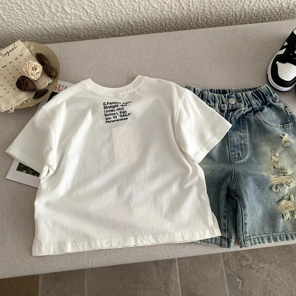 Boys T-shirt 2026 Spring and Summer New Children's Clothing Korean Style Boys and Girls Foreign Symbol Printed T-shirt 5