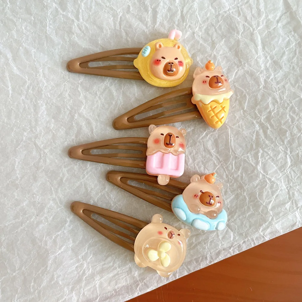 Cartoon Capybara Hair Clip Cute Korean Style Resin Animal Barrettes Hair Accessorie Hairpins Capybara Bang Clip Children