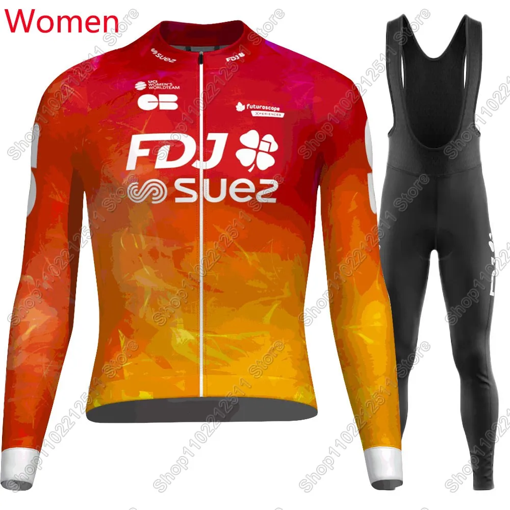 

2025 FDJ Suze Team Cycling Jersey Set Summer Winter Women Clothing Suit Mens Long Sleeve MTB Bike Road Pants Bib Ropa Ciclismo