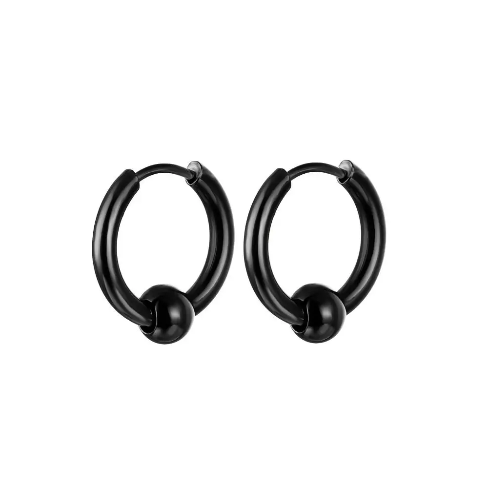 Male Accessory Punk Simple Hip Hop Vintage Street Style Hoop Earrings Men Jewelry Stainless Steel Earrings Korean Stud Earrings