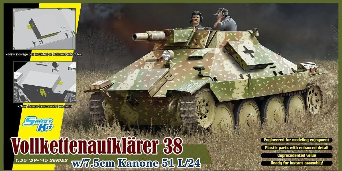 

DRAGON 1/35 6815 WW.II Немецкий Vollkettenaufklarer 38 Вт/7,5 см Kanone 51 л/24