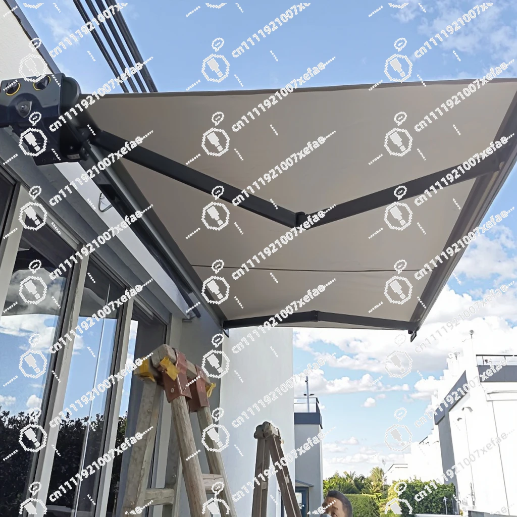 Electric full box awning aluminum frame waterproof fabric telescopic shed