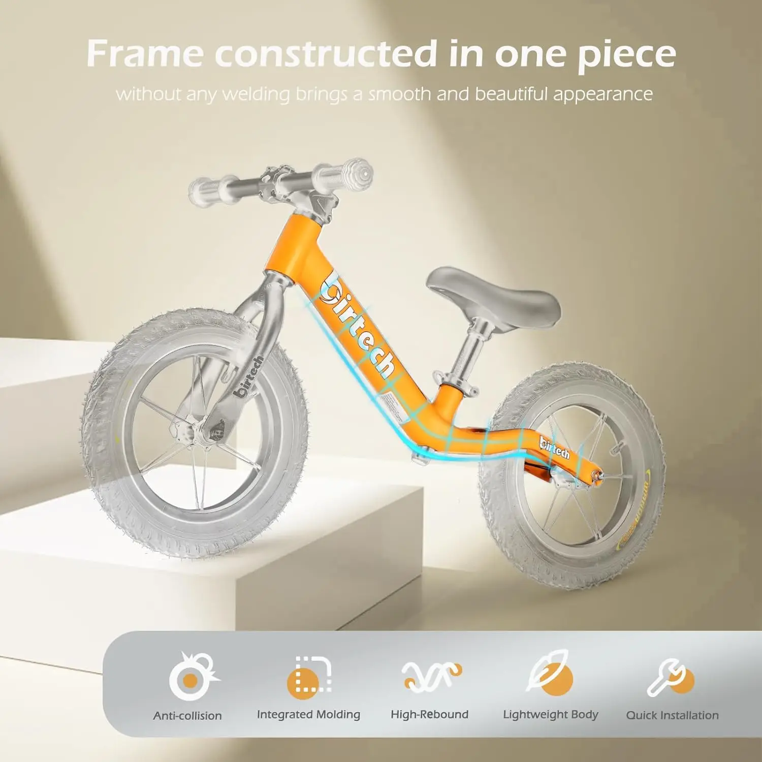 Vélo d'équilibre léger avec cadre en nylon pour tout-petit, vélo d'entraînement sans pédale pour enfants, garçons et filles de 2, 3, 4, 5 ans, 12 po