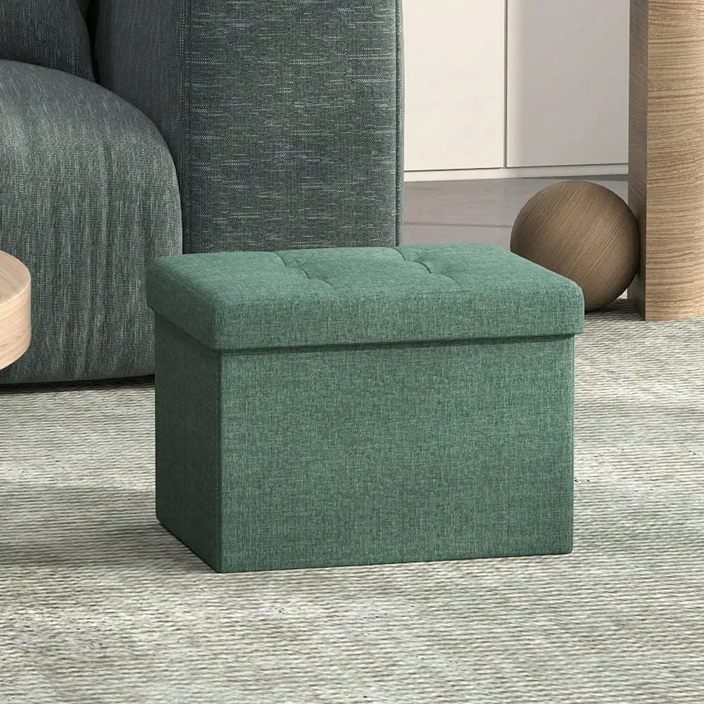 Collection Small Folding Storage Ottoman, Foot Rest Stool, 12.2 X 16.1 X 12.2 Inches, 286 Lb Load Capacity, For Living Room, Be