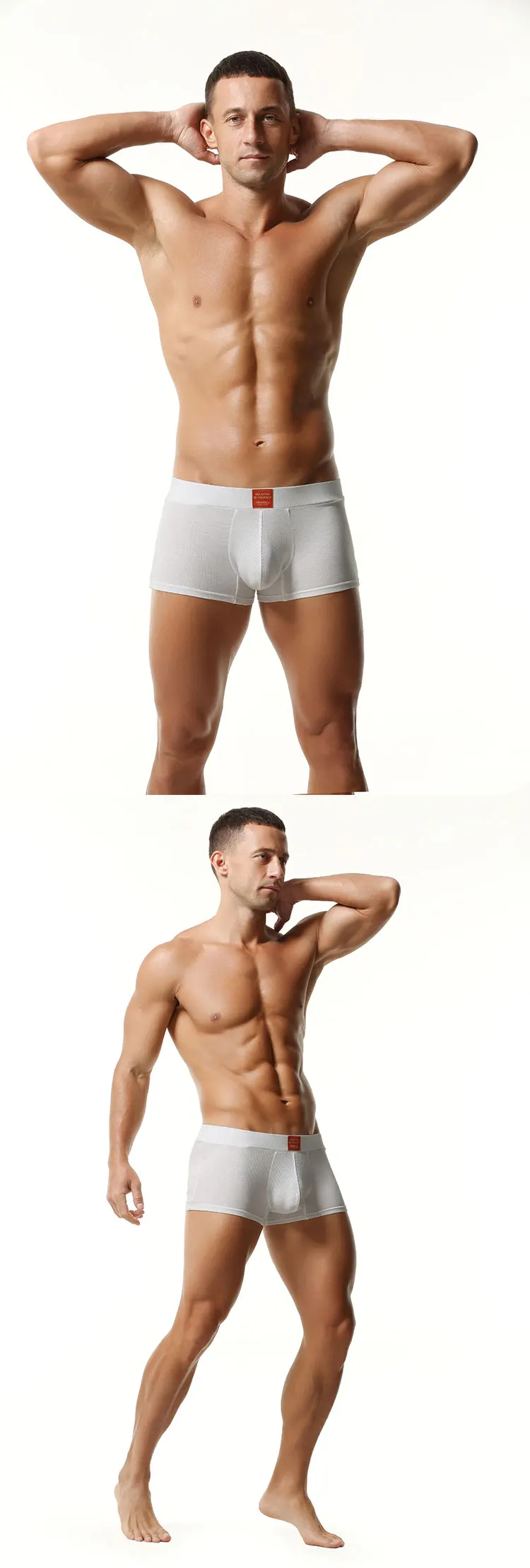 TAUWELL Herren Gerippte Boxershorts mit 3D-Konturierter Tasche Elastischer Bund Weicher Stretch-Stoff für Komfort Lässige Unterwäsche – Detail 7