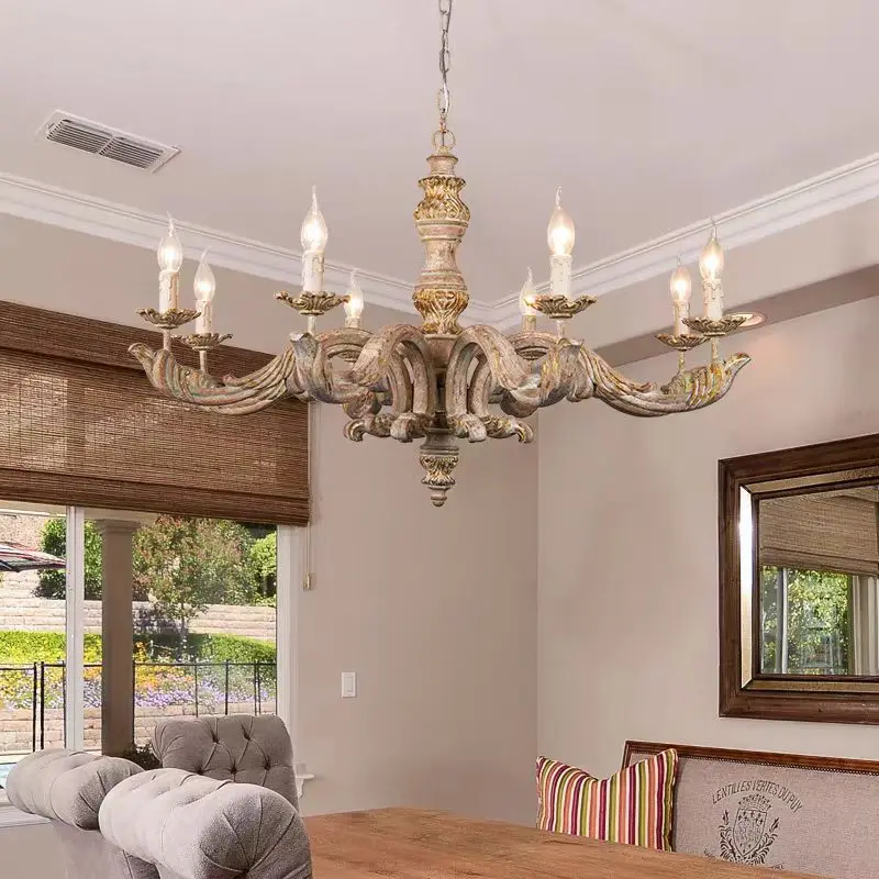 American country French wood carving old chandelier western restaurant bar living room bedroom clothing store decoration