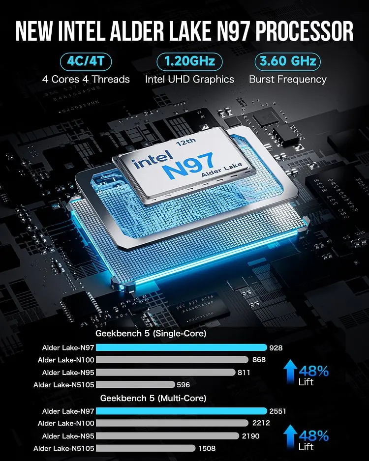 Imagem -02 - Gmktec-mini pc Intel Desktop g5 Gmk Intel 12th N97 Ddr5 4800mt s M.2 2242 Sata Wifi Bt5.0 Computador Portátil Windows 11 Pro