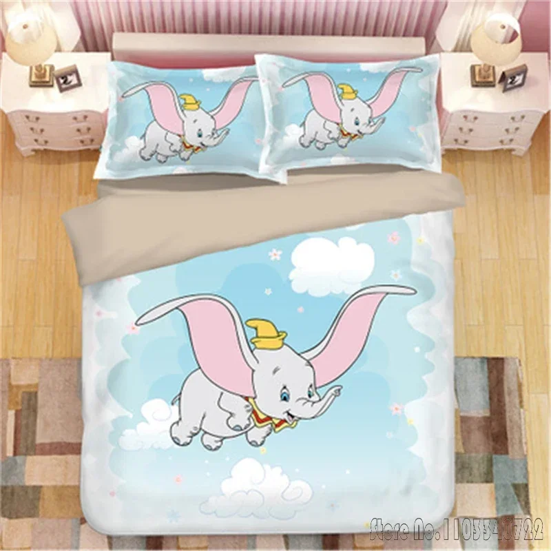 Disney Cartoon Dumbo Elephant Duvet Cover Set HD Comforter Cover for Kids Bedding Sets Bedclothes Bedroom Decor