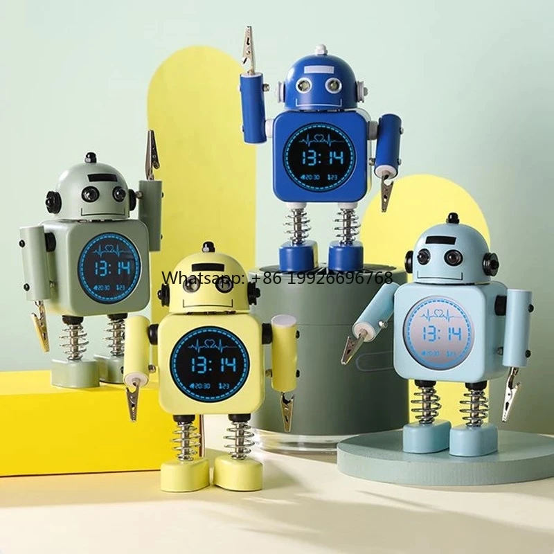 

Multifunctional Robot Digital Alarm Clock Desktop Clock Male and Female Students' Bedroom Memo Holder LED Temperature Show manuf