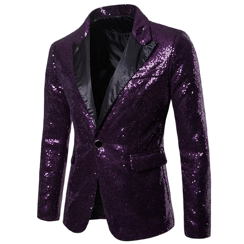 

Shiny Sequin Blazer Luxury Party Evening Dress Suits for Mens Formal Steampunk Jacket Coat Weddding Nightclub Men Stage Costumes