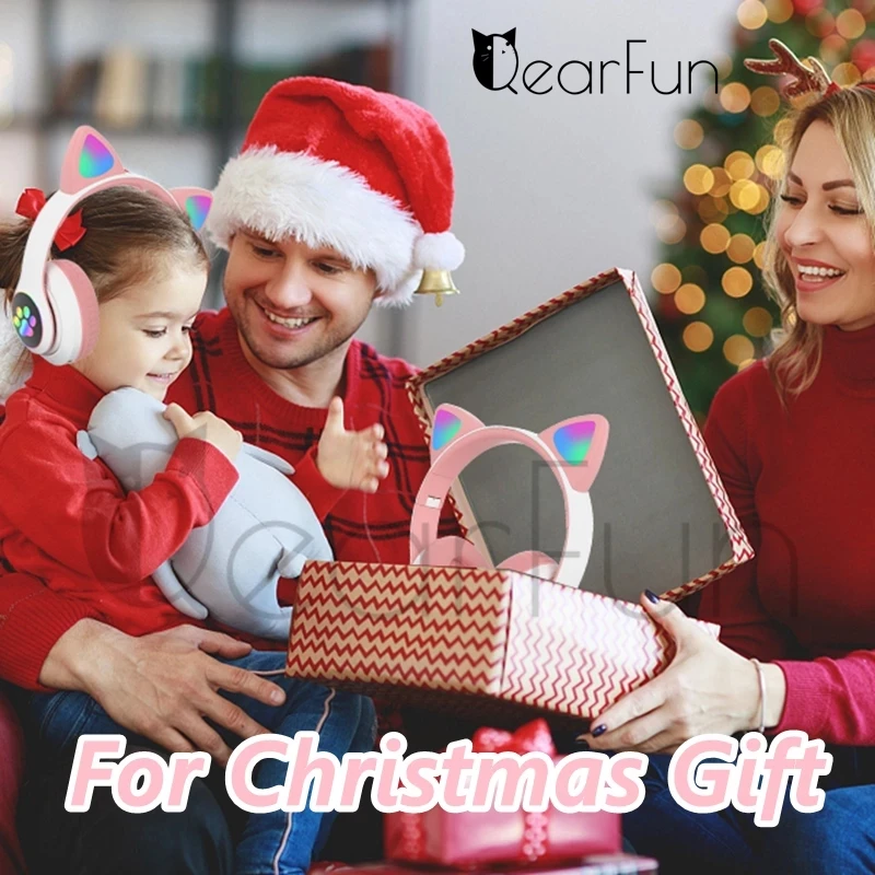Tai Nghe Không Dây Bluetooth Tai Nghe Tai Mèo Tai Nghe Gaming Chụp Tai Giảm Tiếng Ồn Micro Chiếu Sáng Dễ Thương Cô Gái Trẻ Em Game Thủ Tai Nghe Quà Tặng