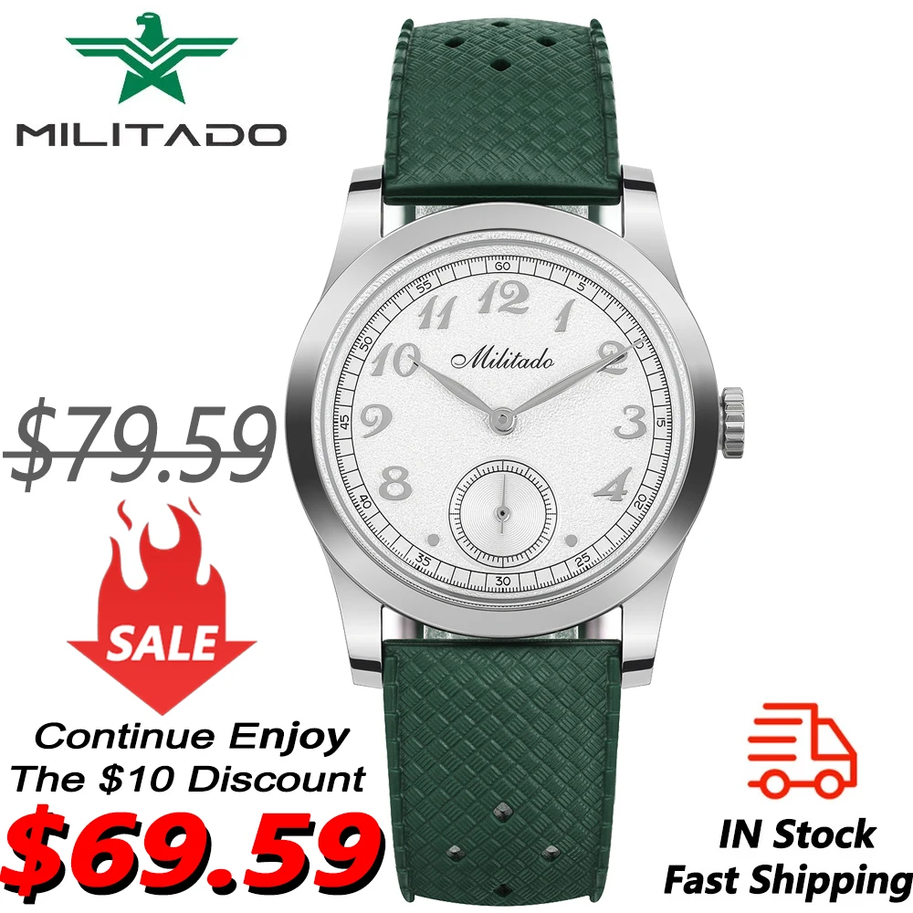 Militado-Montre à quartz en acier inoxydable, ML01, VD78, Mouvement, Eau 100m, 02/10/2018, Business, Montre-bracelet, Bombé, Hardlex, Clip, Montres