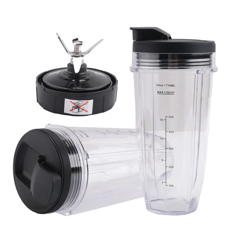 أكواب AEA9-24Oz مع أغطية للذهاب، شفرة مستخرج 7 زعانف، لخلاط Nutri Ninja Auto IQ BN801 SS101 BL480-30 BL641 BL642-30 #6