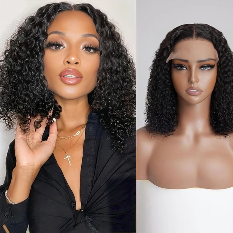 

Curly Short Bob 200% HD 13X6 Lace Frontal Human Hair Wigs Deep Water Wave 13X4 Lace Front Wig 5x5 Closure Glueless Ready to Go