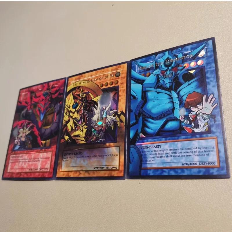 3Pcs/Set Yugioh Cards Egyptian God Protagonist Group Photo Anime Game Characters Collection DIY Color Flash Card English Version