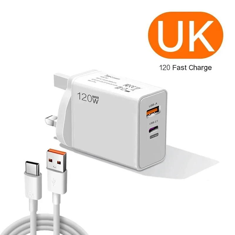 Original-Ladegerät 120W Schnellladegerät Hypercharge EU US UK Netzteil USB 6A Typ C für Huawei Xiaomi Ultra Redmi Zubehör
