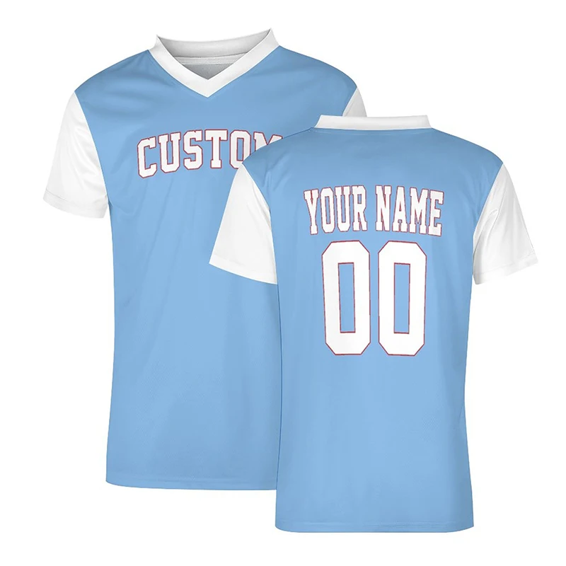 Blue Football Jersey Soccer Shirts Men Custom T-shirt Sportwear Sport Soft Breathable Clothing Fast Drying Training Wear