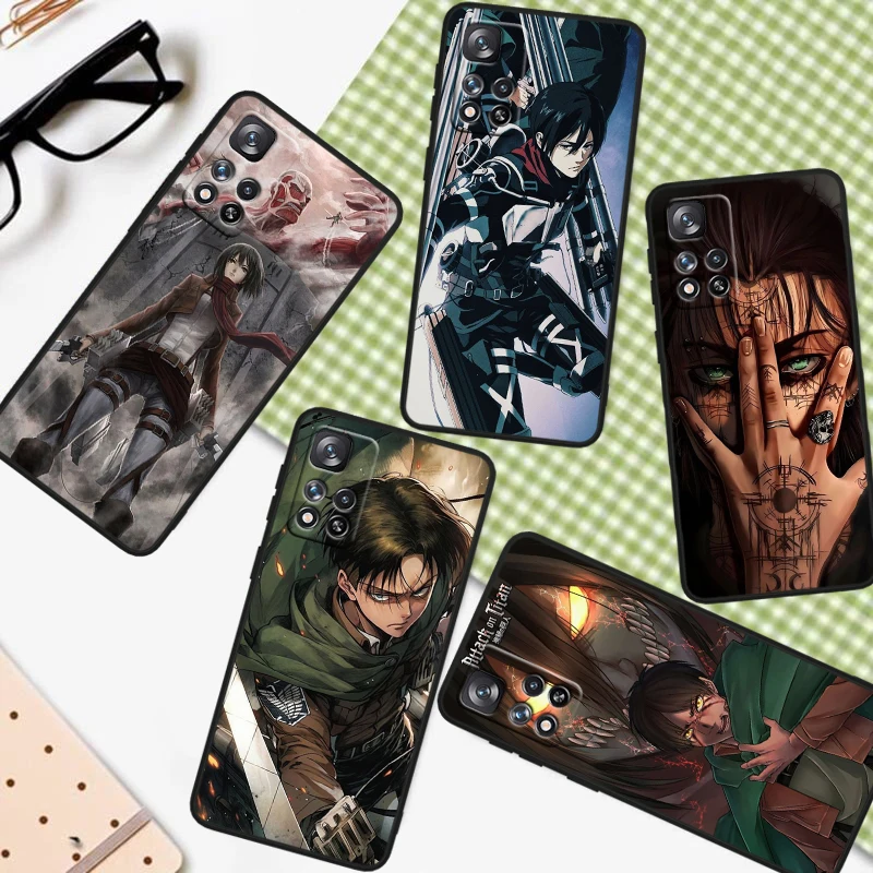 Ackerman Attack On Titan per Xiaomi Redmi 12 9C 9 redmi Note 13 12 11S 11 10 Pro Plus custodia morbida antiurto nera per telefono